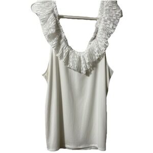 Brea Canyon women's lacy silky top XL white V-neck square back fairycore elegant